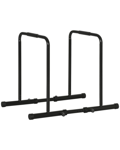  Barra per Dip in Acciaio ad Altezza Regolabile con 6 Lunghezze Regolabili, 90-102x65x80-90 cm, Nera