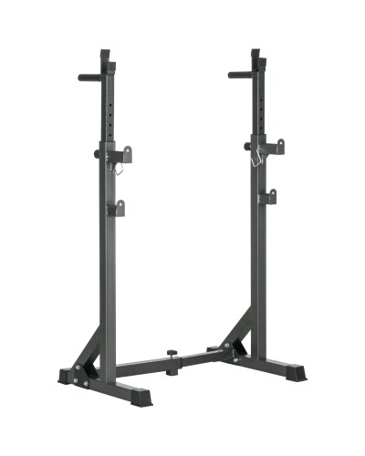  Supporto per Bilanciere con Altezza e Larghezza Regolabili in Acciaio ed EVA, 60-87x65x121-158cm, Nero