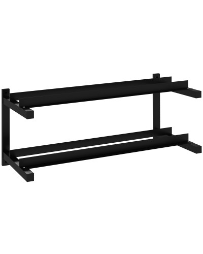  Rastrelliera Porta Manubri a 2 Livelli a Parete per 70kg max, in Acciaio, 98x40x35 cm, Nero