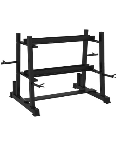 Adjustable 4-Tier Steel Dumbbell Rack for Weights and Kettlebells, 131x75x80 cm, Black