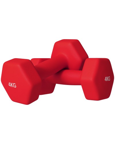  Set 2 Manubri Esagonali da 2x4 kg in Metallo e Plastica con Impugnatura Antiscivolo, 19x9x9 cm, Rosso