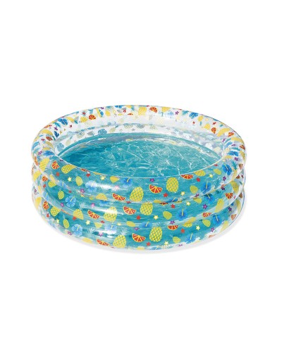 Bestway Opblaasbaar Zwembad 3 Ringen Transparant Tropisch 150x53 cm +6 Jaar Tuin 51045