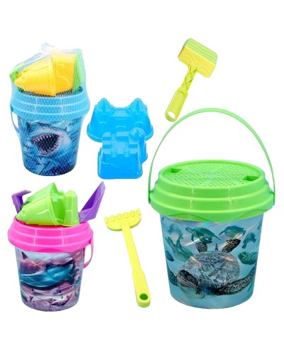 Juinsa Strandspielzeug Set Tiere - Eimer, Schaufel & Förmchen - 21x20 cm
