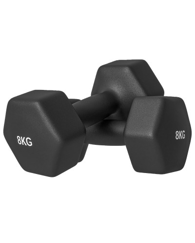 Set of 2 Hex Dumbbells 2x8 kg Metal and Plastic Non-Slip Grip 24x11x11 cm Black