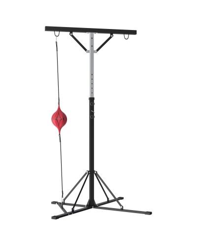  Supporto Sacco Boxe ad Altezza Regolabile con 6 Barre di Rinforzo in Acciaio, 160x145x175-220 cm, Nero