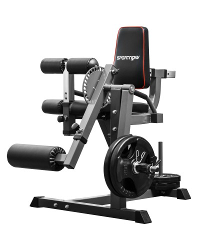  Calf Machine con Schienale e Cuscinetti Regolabili, in Acciaio, Plastica ed EVA, 100x90x105 cm, Grigio e Nero