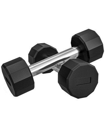  Set 2 Manubri a 12 Lati da 5 kg in Metallo e Gomma con Impugnatura Antiscivolo, 25x9.5x9.5 cm, Nero