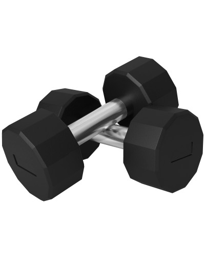 Set of 2 10kg 12-Sided Metal and Rubber Dumbbells with Anti-Slip Grip, 26x13x13 cm, Black