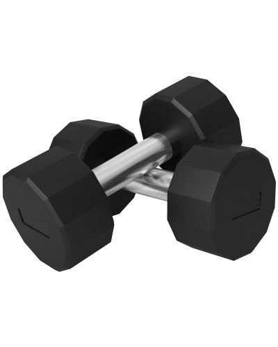  Set 2 Manubri a 12 Lati da 12 kg in Metallo e Gomma con Impugnatura Antiscivolo, 26x14x14 cm, Nero
