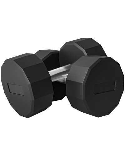  Set 2 Manubri a 12 Lati da 15 kg in Metallo e Gomma con Impugnatura Antiscivolo, 26x15.5x15.5 cm, Nero