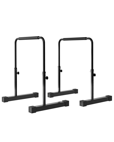 Adjustable Dip Bar Station with 4 Height Settings, Anti-Slip Steel Handles, 70x50x80-105 cm, Black