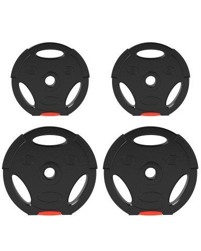  Kit Pesi con 2 Dischi da 10 kg e 2 Dischi da 5 kg in Polipropilene e Sabbia, Ø34x6 cm e Ø27x4.5 cm, Nero