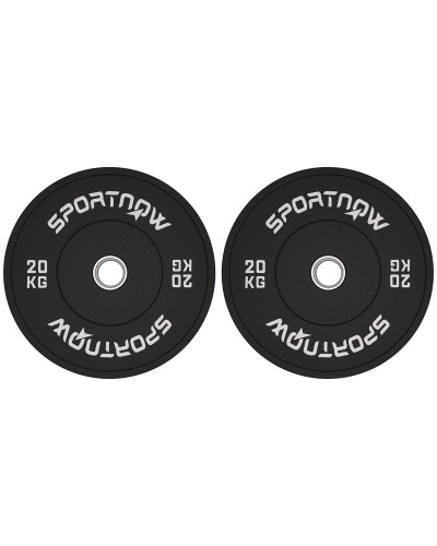  Set 2 Dischi Pesi da 20kg in Gomma con Foro da 2"/5 cm per Manubri e Bilancieri, Nero