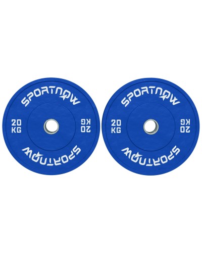2 x 20kg Rubber Weight Plates 2"/5cm Hole for Dumbbells and Barbells, Blue