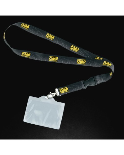 Lanyard Porte-Badge OMP - Noir, Tissu Résistant, Idéal Événements & Bureau
