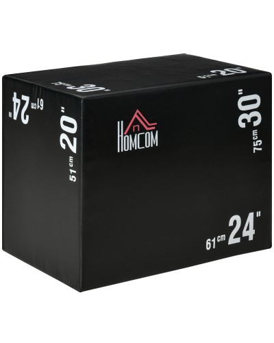  Plyo Box 3 in1 a 3 Altezze, Jumping Box Pliometrico Capacità 120kg, 75x51x61cm, Nero
