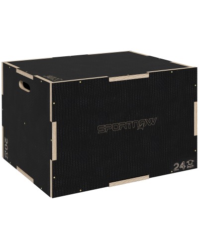  Box Jump Pliometrico a 3 Altezze in Legno Antiscivolo, 61-51-41cm, Nero