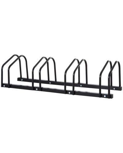  Rastrelliera Portabiciclette Parcheggio per 4 Biciclette in Acciaio, 110x33x27 cm, Nero