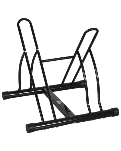 Floor Bike Rack for 2 Bikes up to 6.5cm Tires, Adjustable Steel Frame Black, 60x54x57cm