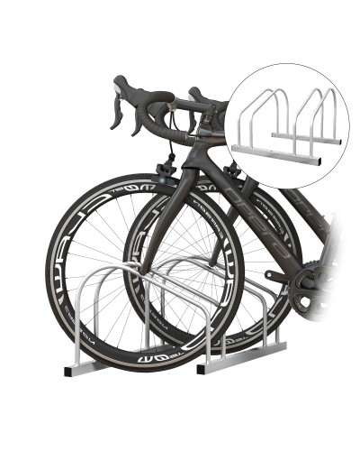  Rastrelliera per 2 Biciclette in Acciaio con Posizione Regolabile, 50x34x27.5 cm, Argento