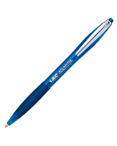 Bic Atlantis Soft: Blue Pens 1mm - Smooth Writing (12 Units)
