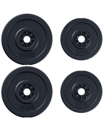  Set di 4 Dischi Pesi per Bilanciere e Manubri Peso Totale 30kg, 2x5kg e 2x10kg, Nero