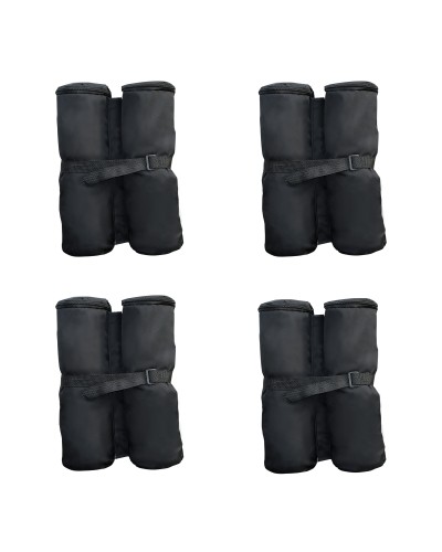 Gazebo Weight Bag Set - Waterproof Fabric, Fillable Up to 15kg with Sand or Gravel - Black