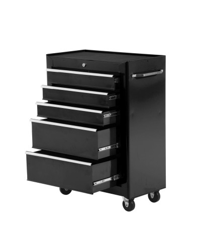 Black Tool Cart Trolley Chest Organizer with Drawers 61.5 x 33 x 82.5cm