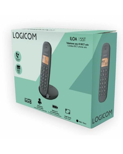 Logicom ILOA 155T: Telefono Fisso DECT Nero, Ampio Display, Facile da Usare
