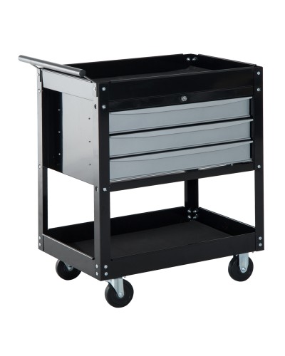 Professional Workshop Trolley Sheet Metal Tool Chest, Black, 68 x 46 x 88cm