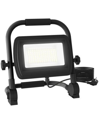  Faretto LED da Lavoro da 6500k con Testa Girevole e Supporto, in Alluminio e Metallo, 25.5x16x25.5 cm, Nero