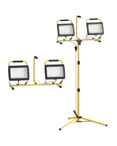  Faretti LED da Lavoro da 6500K con Treppiede Staccabile, in Alluminio e Metallo, 75x62x170 cm, Giallo e Nero