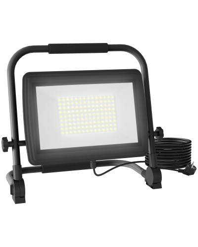  Faretto LED da Lavoro da 6500K con Testa Girevole e Supporto Regolabile, in Alluminio e Metallo, 35x20x32 cm, Nero