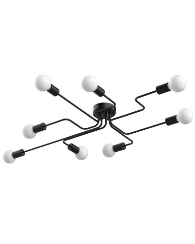 Modern 8-Light Ceiling Chandelier, Industrial Design Lighting for Home and Office, Black