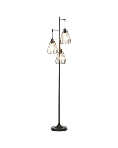  Lampada da Terra Vintage Industriale in Metallo Nero, Lampada a Piantana da Terra Moderna Ф35 x 170cm