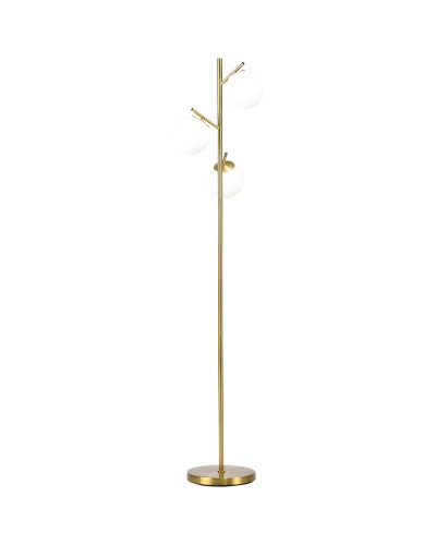 Modern Floor Lamp with 3 Lights in Steel and Glass, Ø27x159cm, Gold