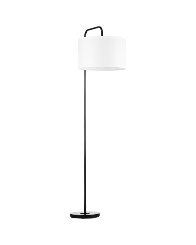  Lampada da Terra Moderna in Acciaio con Paralume in Tessuto Effetto Lino, 64x38x163.5 cm, Bianca e Nera