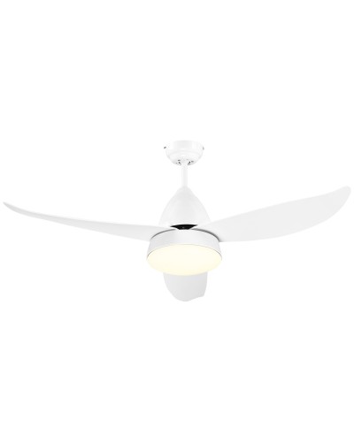 6-Speed Ceiling Fan with LED Light and Remote Control, Steel, Ø122x45cm, White