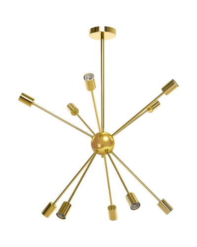 Gold Metal 10-Light Pendant Lamp for Kitchen, Living Room, and Bedroom, 65x65x78.5 cm