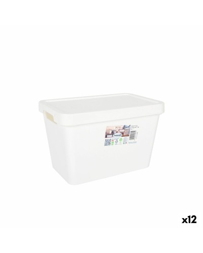 Caja de Almacenamiento Tontarelli Maya 6,4L Blanco, Tapa, 28x18x17,7cm (Set de 12)
