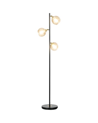  Lampada da Terra in Metallo ad Albero con 3 Paralumi in Vetro, Ø36x162 cm, Nero e Grigio