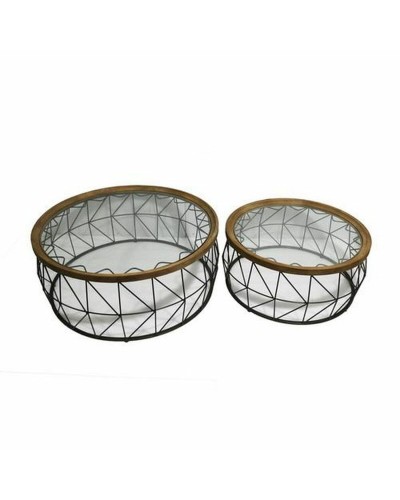 DKD Home Decor Satztische "Nidi", 102 cm, aus Glas und Metall, 2er-Set
