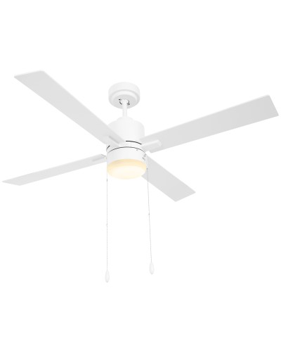  Ventilatore da Soffitto con Luce LED, 3 Velocità e Motore Reversibile, Ø130cm, Bianco e Legno