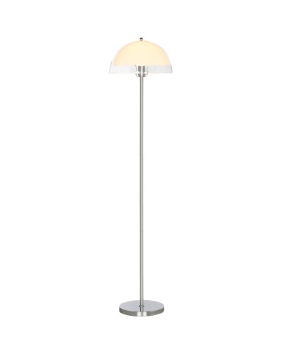 Modern Floor Lamp with Double Layer Shade, Metal & Acrylic, Ø35x150 cm, White