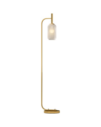  Lampada da Terra Moderna con Paralume in Vetro e Interruttore a Pedale per Lampadine E27, Oro