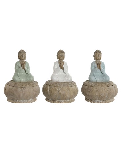 Decoratieve figuren Home ESPRIT Wit Groen Turkoois Orientaals 11 x 11 x 15 cm (3 Stuks)
