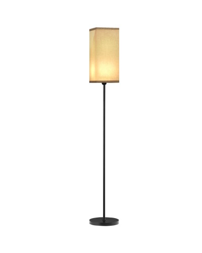 Lampada da Terra 40W con Interruttore a Pedale, in Tessuto Effetto Lino e Metallo, Ø25x161.5 cm, Nero e Beige