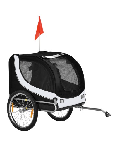  Rimorchio per Cani da Bicicletta, bianco e nero, 130x90x110cm