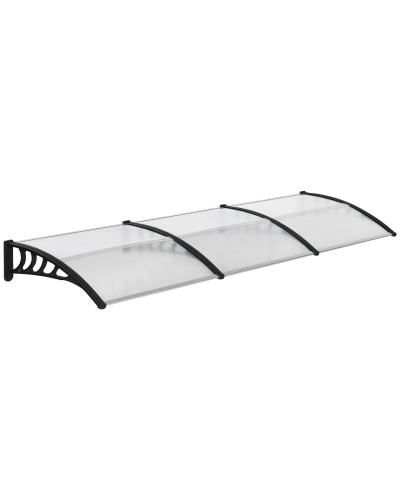 Polycarbonate and Aluminum Awning for Balconies, Windows, and Doors, 303x96x27 cm, Black and Transparent