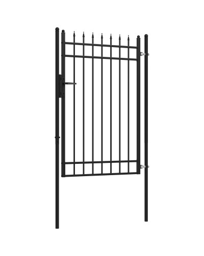 Lockable Security Gate with 3 Keys and 2 Posts, Galvanized Steel, 107x204 cm, Black